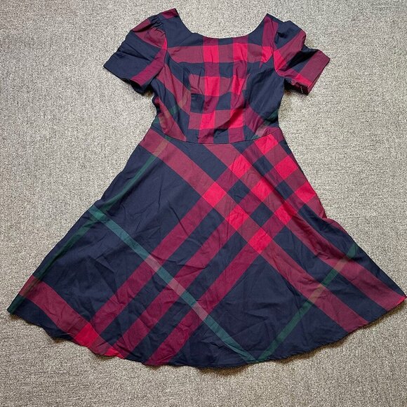 NWT ModCloth I Rest My Grace Plaid Midi Fit & Flare Retro Dress Size 10 - Picture 2 of 9